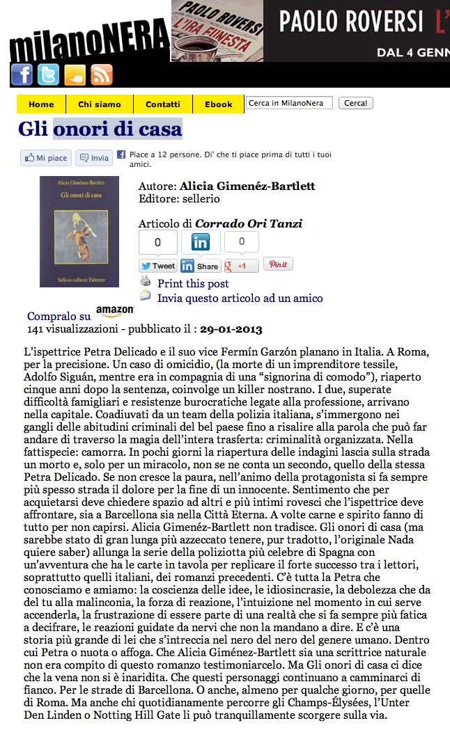 Milano Nera Gli Onori di casa