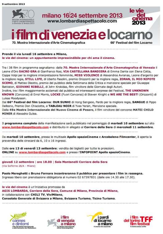 Le Vie del Cinema 2013 sept