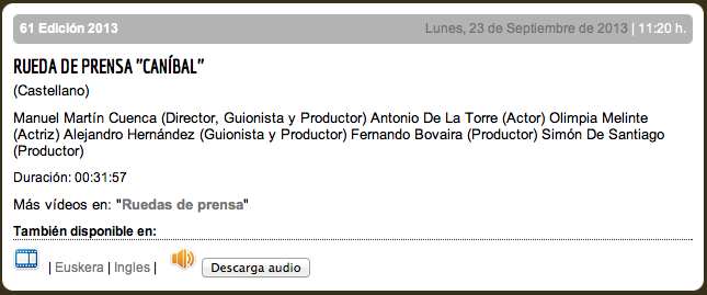 RUEDA DE PRENSA ''CANÍBAL''