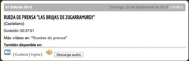 Rueda de prensa ''LAS BRUJAS DE ZUGARRAMURDI''