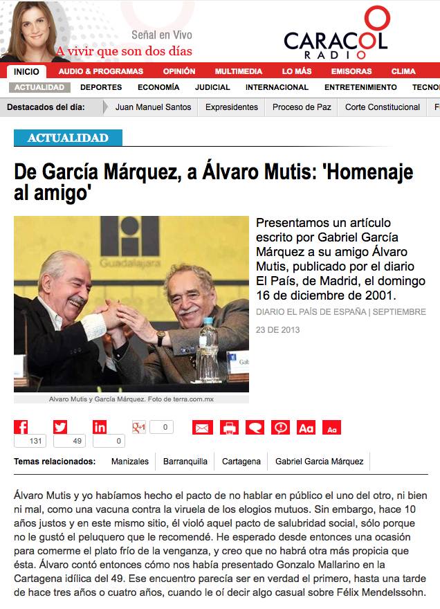 Álvaro Mutis y Garcia Marquez