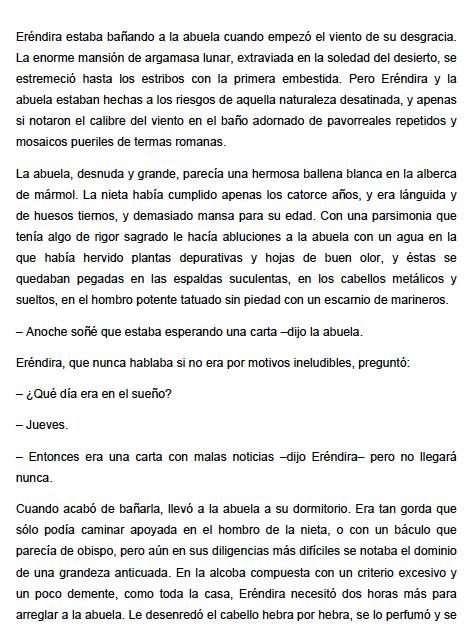 increible y triste historia de la candida Erendira y su abuela desalmada, La - Gabriel Garcia Marquez Extracto