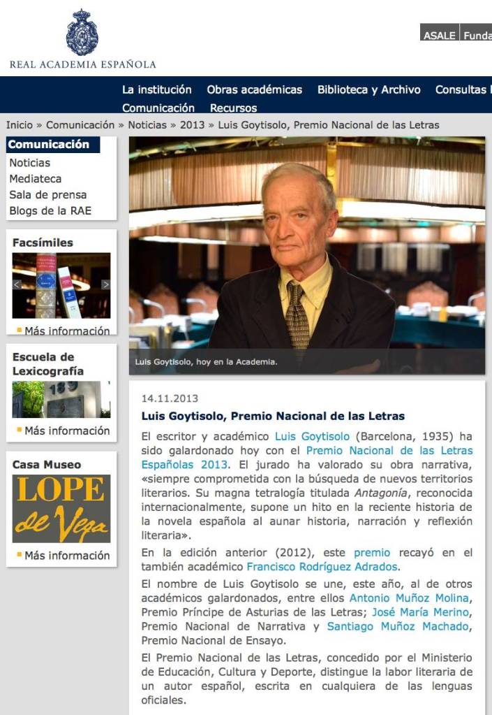 Luis Goytisolo, Premio Nacional de las Letras