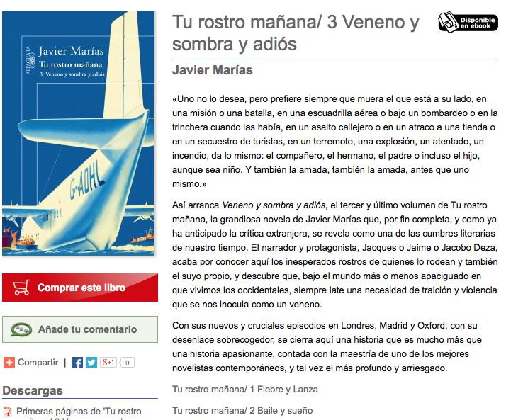 Veneno y Sombra Javier Marías