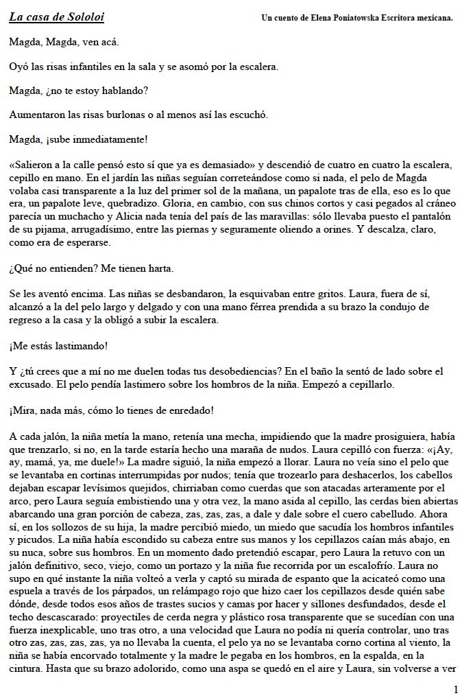 La casa de sololoi  de Elena Poniatowska Escritora mexicana