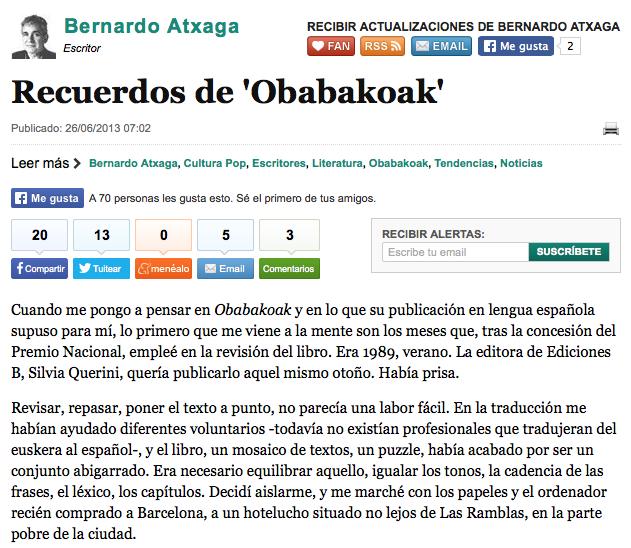 Telefonica Cultura Recuerdos de Obabakoak