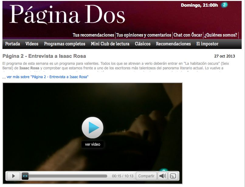 Isaac Rosa en Pagina dos