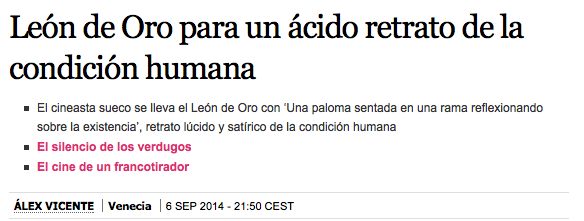 Venecia 2014 premios El Pais